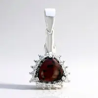 Cavill - Zilveren Hanger - 925 Sterling Zilver - Mahonie Obsidiaan Triljant Cabochon 1,6 ct - 15 Witte Topaas 0,257 ct - Elegant Tijdloos 26x13 mm