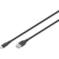 Digitus AK-600108-010-S USB-laadkabel USB 2.0 USB-A stekker, Apple Lightning stekker 1.00 m Zwart Flexibel, Zeer flexibel, Met USB, Silicone, Uitstekende