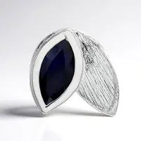 Cavill - Zilveren hanger 925 sterling zilver met 0,93 ct blauwe saffier marquise Madagaskar - MONOSONO Collection - Modern elegant bladmotief