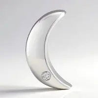Cavill - Zilveren Hanger - 925 Sterling Zilver Gerhodineerd - I1 G Diamant 0,029 ct Ronde Briljant - Halvemaan Vorm - Elegante Ketting Hanger