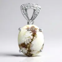 Cavill - Zilveren Hanger met Magnesiet 3,61ct Ovaal Cabochon & Witte Topaas 0,042ct - 925 Sterling Zilver - Elegante Dames Sieraad