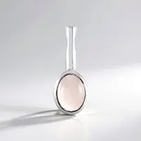 Cavill - Elegante Zilveren Hanger - 925 Sterling Zilver Geplatineerd - Braziliaanse Rozenkwarts Ovaal 1 53 ct - Minimalistisch & Tijdloos