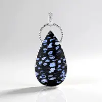 Cavill - Zilveren Hanger met 24ct Versteend Jambi Palhout - 925 Sterling Zilver Geplateerd Platina - Peervormige Cabochon - Uniek Indonesisch Sieraad