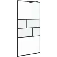 vidaXL Inloopdouchewand Zwart 100 x 195 x 0,5 cm Glas en Aluminium