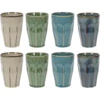 Excellent houseware Koffiekopjes - porselein - klein - multi kleuren - set 8x stuks - 330 ml - theekopjes