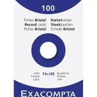 Exacompta 10x etui 100 steekkaarten bristol - effen niet geperforeerd 74x105mm - Wit - 13300B