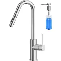 CECIPA MAX Keukenkraan Zilver - Keukenkraan Met Uittrekbare uitloop - Met Zeepdispenser 300ML - Met 2 straalsoorten - Handdouche - Flexibele Slang