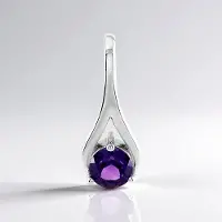 Cavill - Zilveren Hanger - 925 Sterling Zilver Platina Verguld - 0,68 ct Ronde Siberische Amethist - Elegante Paarse Edelsteen Ketting