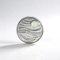 Cavill - Zilveren Hanger - 925 Sterling Zilver Geplatineerd - 0,342 ct Welo-opaal Ronde Cabochon - 0,178 ct Zirkonia - Modern Design 21x21 mm