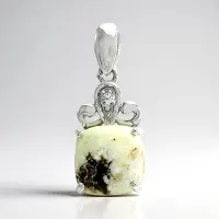 Cavill - Zilveren Hanger - 925 Sterling Zilver - Magnesiet 3,8 ct Antieke Kussen Cabochon - Witte Topaas 0,055 ct - Elegant Klassiek Design