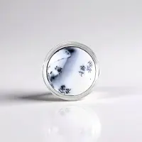 Cavill - Zilveren Hanger met 11,2 ct Dendrieten Agaat - 925 Sterling Zilver Geplatineerd - Ronde Cabochon, Elegant Naturel, MONOSONO Collection