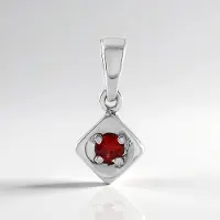 Cavill - Zilveren Hanger 925 Sterling Zilver Geplatineerd - Tanzania Robijn 0,126 ct Ronde Briljant - Modern Ruitvormig Design - Luxe Sieraad