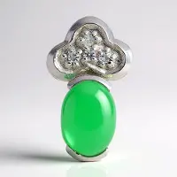 Cavill - Zilveren Hanger 925 Sterling met 1 28 ct Keizerlijk Chrysopraas & 0 047 ct Witte Topaas - Modern Groen Ovaal Cabochon 16x9 mm