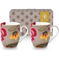 Pip studio Mok Home Mug Small Blooming Tales Fantasy Khaki (Set van 2)