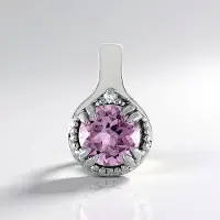 Cavill - Zilveren Hanger - 925 Sterling Zilver - Lavendel Amethist 0,707ct Rond Brazilië - Zirkoon 0,009ct - Elegant Design 13x8mm