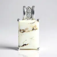 Cavill - Zilveren Hanger - 925 Sterling Zilver - 6,04 ct Magnesiet Baguette-Cabochon - 0,05 ct Witte Topaas - Elegant Dames Sieraad