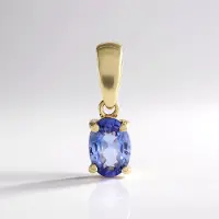Cavill - Gouden Hanger - 9K Geel Goud - Blauwe Ceylon Saffier 0,509 ct - Ovaal Briljant - Elegant Blauw Sieraad 13x5 mm