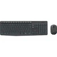 Logitech MK235, Volledige grootte (100%), Draadloos, RF draadloos, QWERTY-indeling, Grijs, Inclusief muis