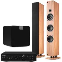 Audizio HiFi stereo set - home cinema set - Met HiFi-speakers, subwoofer en versterker - Hout - 480W