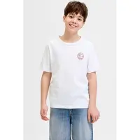 Jack & Jones JUNIOR T-shirt wit Jongens Katoen Ronde hals Printopdruk - maat 140