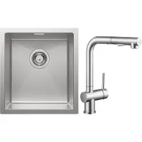 CECIPA MAX Spoelbak Keuken 40x44CM - Spoelbakken Keuken Met Keukenkraan met Uittrekbare Uitloop - Wasbak Keuken - Enkele Spoelbak - Spoelbakken met afdruip - RVS