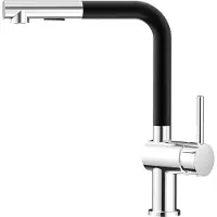 CECIPA MAX Keukenkraan met Uittrekbare Uitloop - Handdouche met Slang - Uittrekbaar - Mengkraan - Chrome+Zwart - RVS