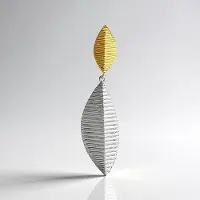 Cavill - Zilveren Hanger 925 Sterling Zilver Goudplating - Bladmotief Elegant Tweekleurig Design - MONOSONO Dames - 69x17 mm