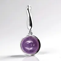 Cavill - Zilveren Hanger met 5,63 ct Paarse Lepidoliet - 925 Sterling Zilver - Ronde Cabochon 12 mm - Elegante Tijdloze Edelsteen Sieraad