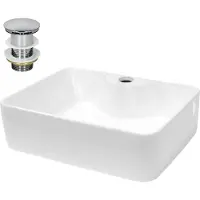 LuxeBath Wastafel 480x380x140 mm van keramiek incl. afvoerset zonder overloop