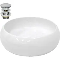 LuxeBath Wastafel 350x350x120 mm wit keramiek incl. afvoerset zonder overloop