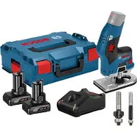 Bosch Accu-kantenfrees GKF 12V-8 12 V / 2x 4,0 Ah Accu + Oplader incl. 2x Frezen in L-Boxx