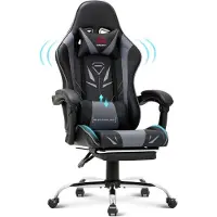 COLAMY - Ergonomische gamingstoel - Bureaustoelen - voetsteun - maximaal draagvermogen 136 kg - grijs