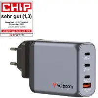 Verbatim - GNC-100 GaN Charger 4 Port 100W USB-A/USB-C
