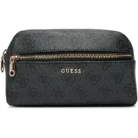 GUESS accessoiretas toilettas Double Zip Organizer Coal Logo donkergrijs