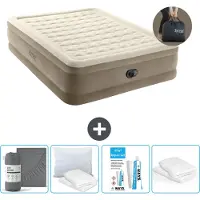 Intex Luchtbed - 2-Persoons - 152 x 203 x 46 cm - Beige - Inclusief pomp - Hoeslaken - Kussen - Reparatieset en Kussenbeschermer