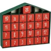 House of Seasons Advent calender red handmade recycled paper - l5xw33xh28cm