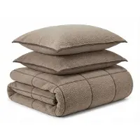 Sleeptime Dekbedovertrek Teddy Trim - Taupe 140 x 200/220 cm