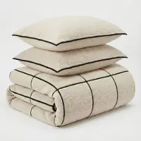 Sleeptime Dekbedovertrek Teddy Trim - Beige / Zwart 200 x 200/220 cm