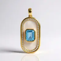 Cavill - Elegante Zilveren Hanger 925 Verguld met Marambaia Topaas 2.54 ct en Parelmoer - Dameshanger met Zirkon 3.1 ct