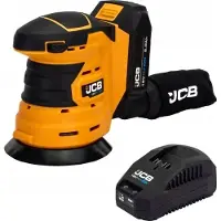 JCB | Accuschuurmachine, excentrisch, 18V, 125mm, inclusief accu 2Ah, oplader en transporttas