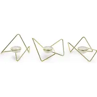 Black & Blum Black+Blum Triangular Loop Waxinelichthouder - Set van 3 Stuks - 14x14x7 cm - Goudkleurig