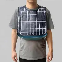 Sanorum 1 stuk - Slabbetje voor volwassenen - Water- en stofdicht - Met afneembaar - Kruimelopvangzakje - Unisex - Wasbaar en herbruikbaar - Medium - Blauw