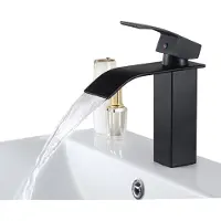 Auralum Max Wastafelkraan Zwart - Wastafel Kraan - Badkamer Wastafelkraan - Waterbesparend - Inclusief Aansluitingen