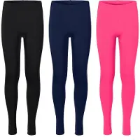 Merry Style Meisjes Leggings - Sport - Vrijetijdsbroek - Lang - Viscose - Sporbroek - 3-Pack - MS-MS10-130-LE-3B - Zwart/Marineblauw/Roze - 134