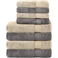 Komfortec Handdoekenset – Set van 8 - 4x Handdoek 50x100 cm en 4x Badhanddoek 70x140 cm - 100% Katoen -Antraciet&Beige