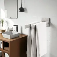 Auralum Max Handdoekrek 40cm - 2-armig Handdoekhouder - Geborstelde - Zonder Boren / Zelfklevend - Handdoekenrek Keuken - RVS - Badkamerrek - Handdoekhouders - Handdoekstang
