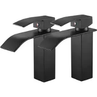 Auralum Max Wastafelkraan - 2 Stuks Badkamerkraan - Waterval Wastafel Kraan - Mengkraan Wastafel - Badkamer & Keuken Kraan - Zwart - RVS