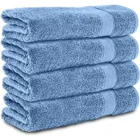 Komfortec Handdoekenset 4x Badhanddoek 70x140 cm - 100% Katoen - Hellblau