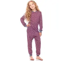 Merry Style Kinder Pyjama - ronde hals - lange mouwen - lange broek met zakken - Katoen - MS-MS10-186-PJ - Wein Sterne Dunkelmelange - 134-140