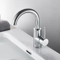 Auralum Max Wastafelkraan Zilver - Badkamerkraan Chroom - 360° Draaibare - Badkamer Kraan - RVS - Waterbesparend - Hoogte 26 cm - Chroom